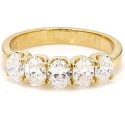 5-stone band in 18K YG with U-prong set oval cut diamonds.  D1.20ct.t.w.  Size 6