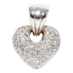 Puffed heart pendant in 14K two-tone with pave set round diamonds.  D2.50ct.t.w.
