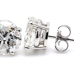 Push back stud earrings with 4-prong set USA certified G-H/SI2-SI3 round diamonds.  D1.18ct.t.w.