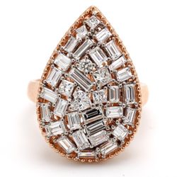 Fancy shapes ring in 18K RG with prong set emerald cut, princess, heart, and round diamonds.  D2.26ct.t.w.  Size 6