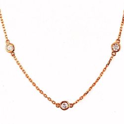 18' Diamonds by the yard necklace in rose gold with bezel set round diamonds.  D2.50ct.t.w.