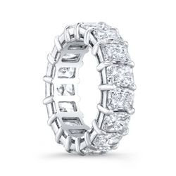 Eternity band in platinum with basket prong set (22) radiant cut diamonds.  D4.20ct.t.w.  Size 5.75