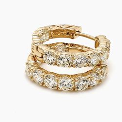 0.50' Inside out hoop earrings in 14K YG with prong set (20) round diamonds.  D4.71ct.t.w.
