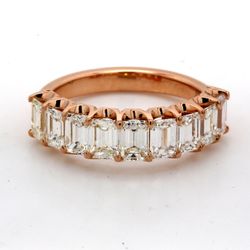 9-stone band in 18K RG with U-prong set emerald cut diamonds.  D1.99ct.t.w.  Size 5