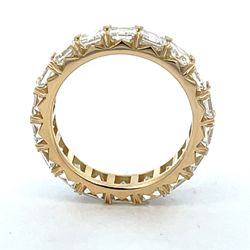 Eternity band in 18K YG with U-prong set (18) asscher cut diamonds.  D4.42ct.t.w.  Size 6