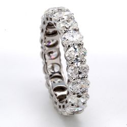 Eternity band in 18K WG with shared prong set (20) oval diamonds.  D3.66ct.t.w.  Size 5.5