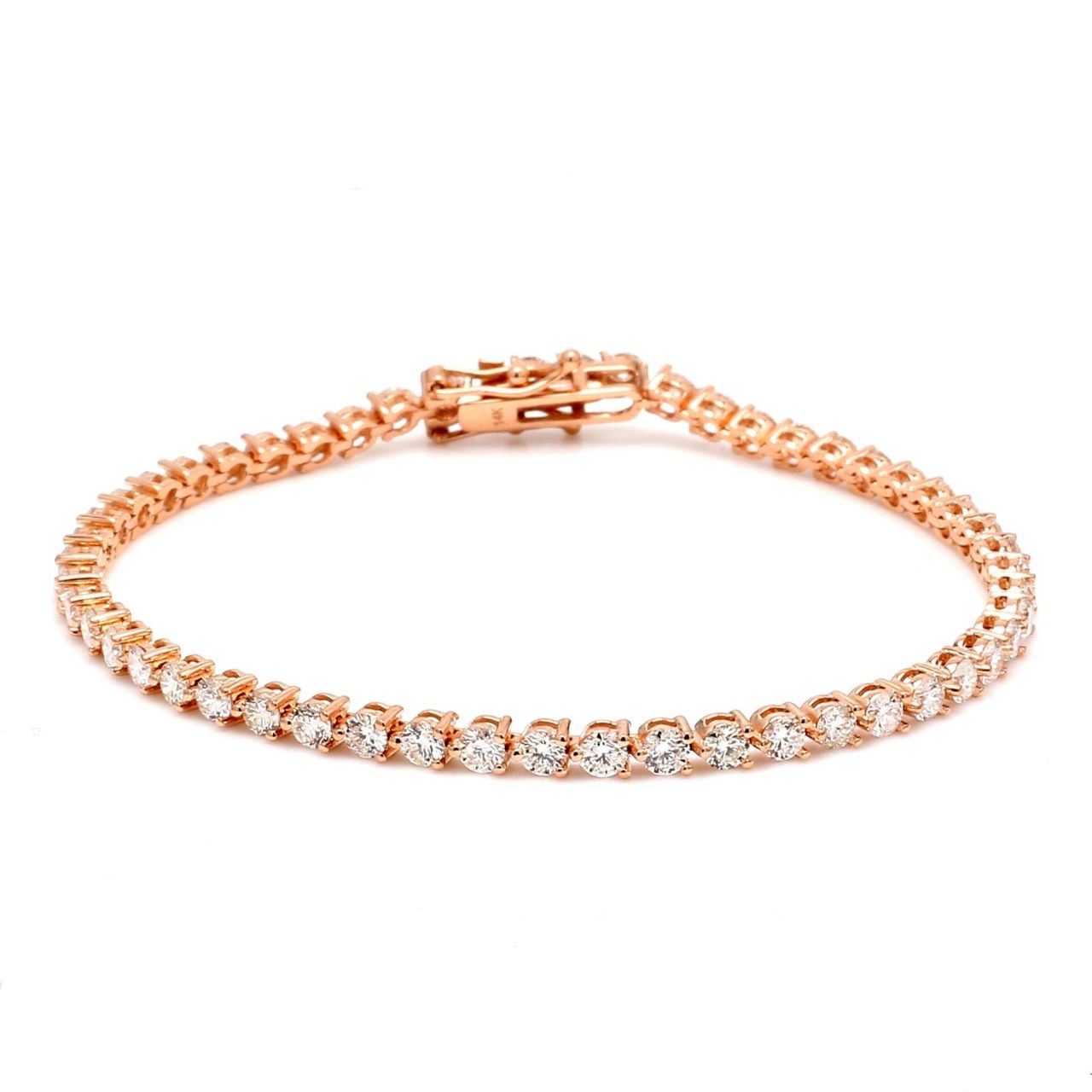 7' Tennis bracelet in rose gold with 3-prong set (52) round diamonds.  D4.22ct.t.w.