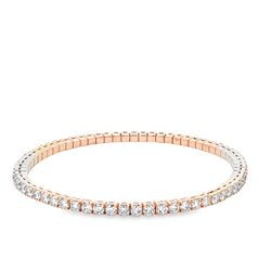 Flex tennis bangle in 18K RG with 4-prong set round diamonds.  D4.55ct.t.w.