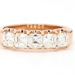 5-stone band in 18K RG with U-prong set asscher cut diamonds.  D1.15ct.t.w.  Size 5.25