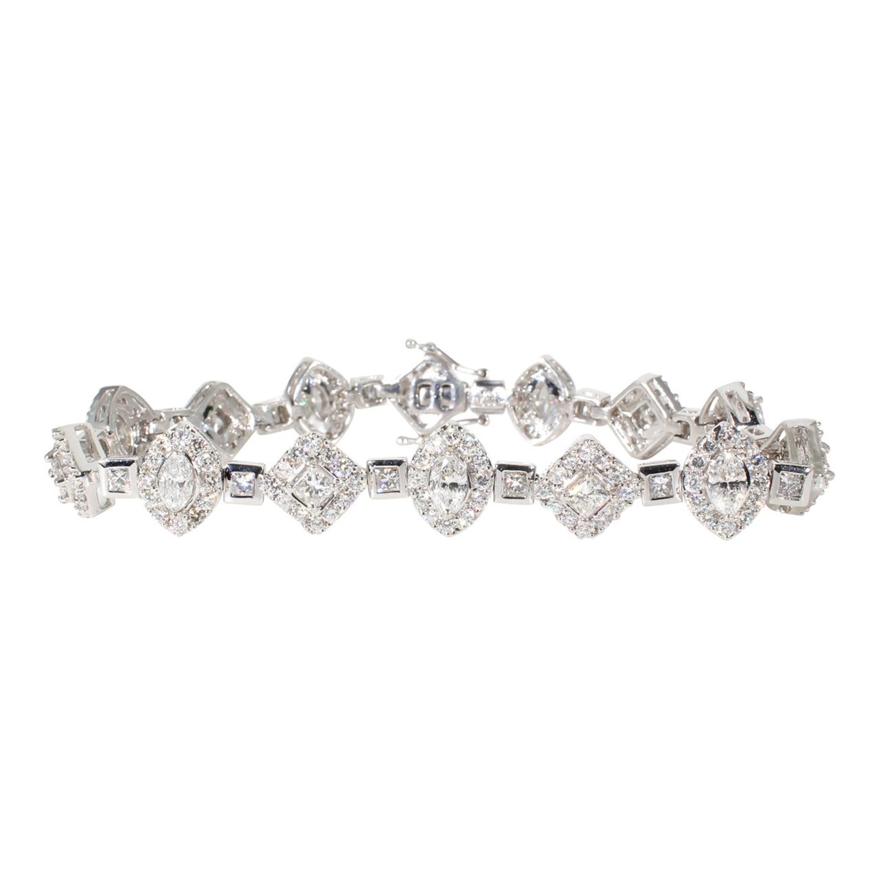 7' Bracelet with round, princess, marquise& princess cut diamonds.  D7.55ct.t.w.