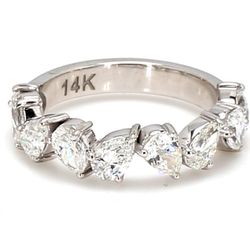 9-stone band with prong set pear shape diamonds.  D1.65ct.t.w.  Size 5.5