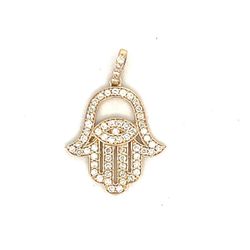 0.50' Hamsa pendant in yellow gold with pave set (62) round diamonds.  D0.63ct.t.w.
