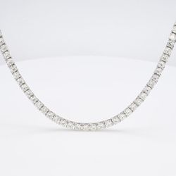 20' Straight tennis necklace with 4-prong set round diamonds.  D15.16ct.t.w.