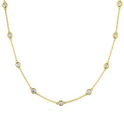 24' Diamonds by the yard necklace in yellow gold with bezel set round diamonds.  D1.12ct.t.w.