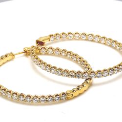 1.80' Inside out hoop earrings in 18K YG with U-prong set (76) round diamonds.  D7.98ct.t.w.