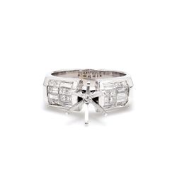 Semi-mount with baguette & princess cut diamonds.  D0.73ct.t.w.