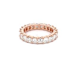 Eternity band in 18K RG with shared prong single basket set (22) asscher cut diamonds.  D3.07ct.t.w.  Size 5.5