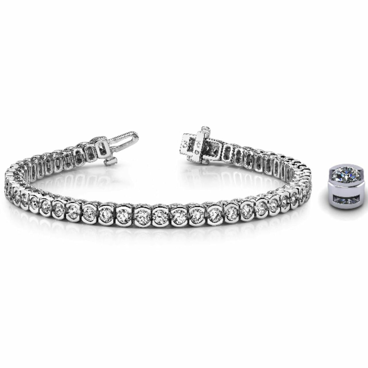 3ctw Diamond Half Bezel Set Bracelet
