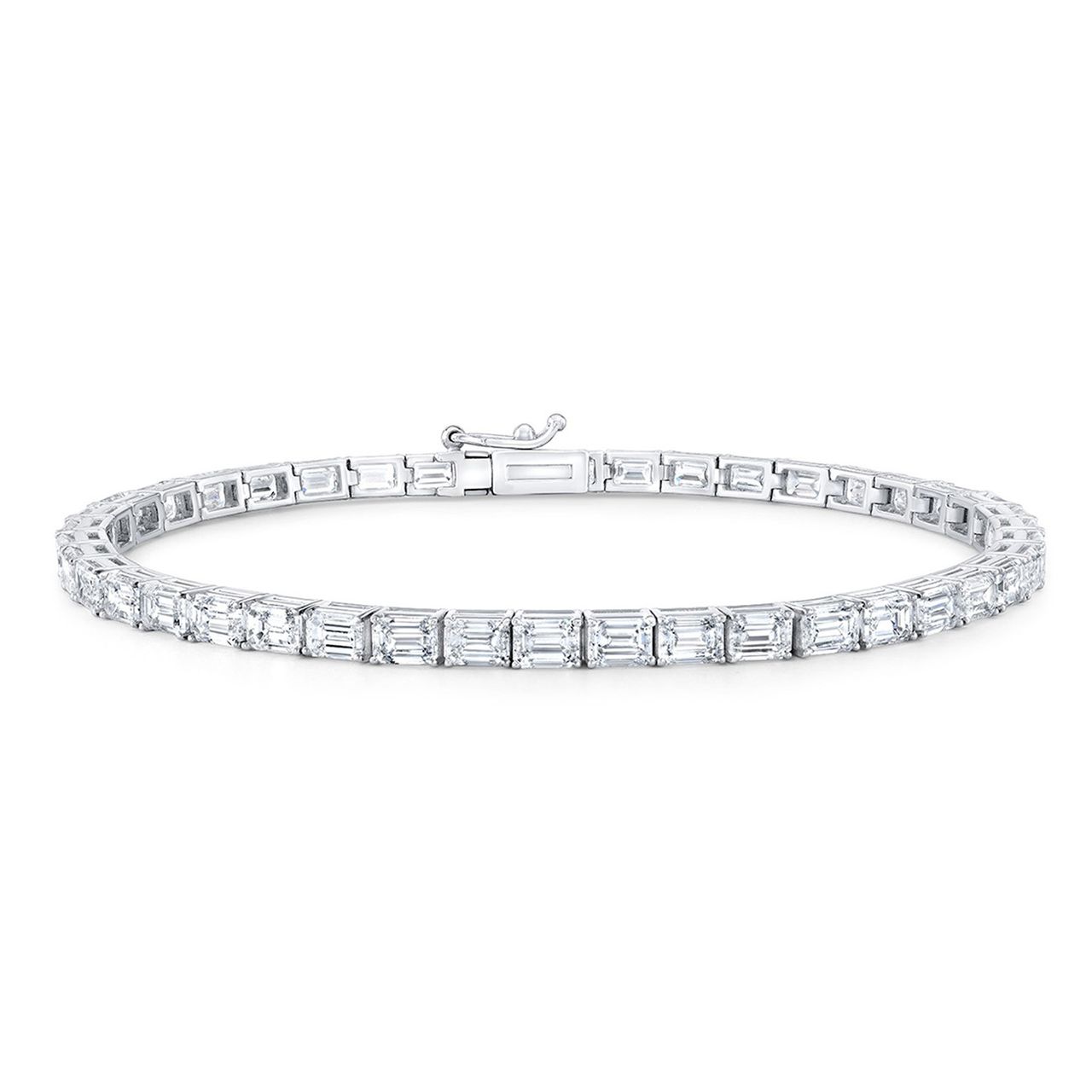 7' Tennis bracelet east west style with 4-prong set (48) emerald cut diamonds.  D7.22ct.t.w.