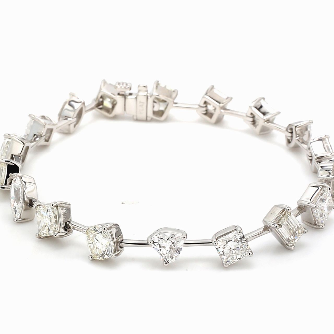 7' Bracelet in platinum with prong set multi fancy shape diamonds.  D12.04ct.t.w.
