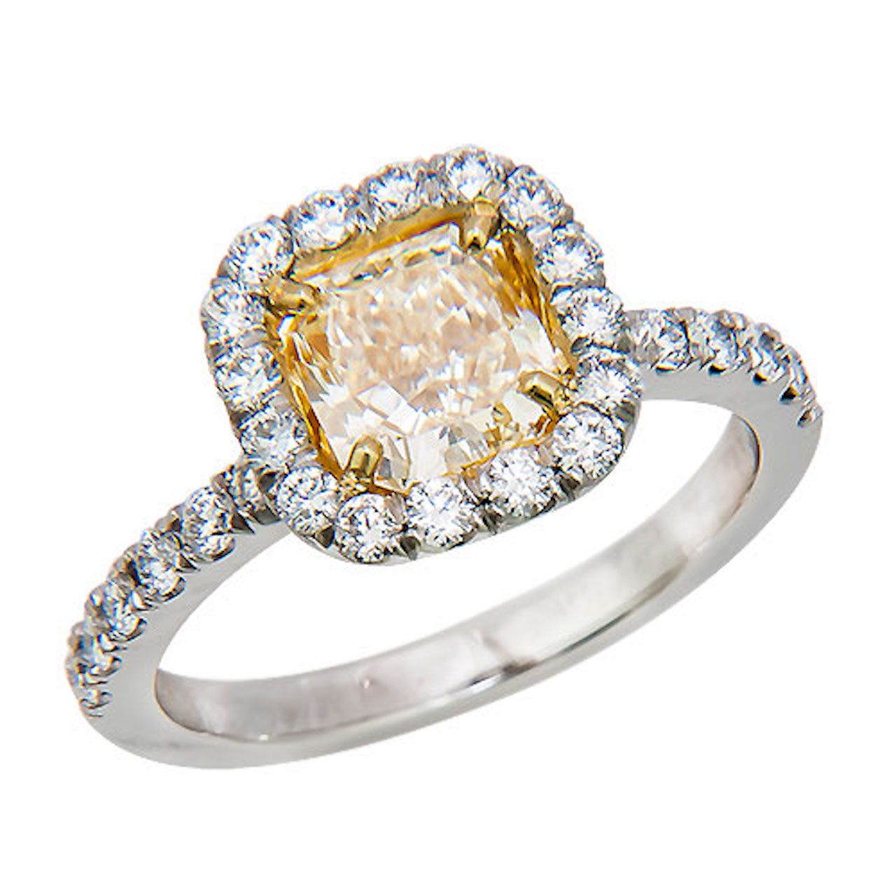 Fancy Yellow Radiant Diamond Engagment Ring