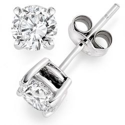 Push back stud earrings with prong set USA certified G/VS2-SI1 round diamonds.  D3.57ct.t.w