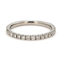 Eternity band in platinum with 4-prong set round diamonds.  D0.55ct.t.w.