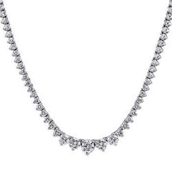 17.5' Graduated tennis necklace in 18K WG with 3-prong set round diamonds.  D15.81ct.t.w.  (Center 1.00ct.)