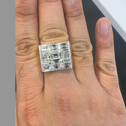 HULK NATURAL DIAMOND RING 11.26 CARAT (4.01 CARAT CENTER QUALITY K-VVS SURROUNDED BY 7.25 CARATS-8PCS OF SIDE STONES - F VVS NO BLACK INCLUSIONS 14K YELLOW GOLD 25.02 GRAMS