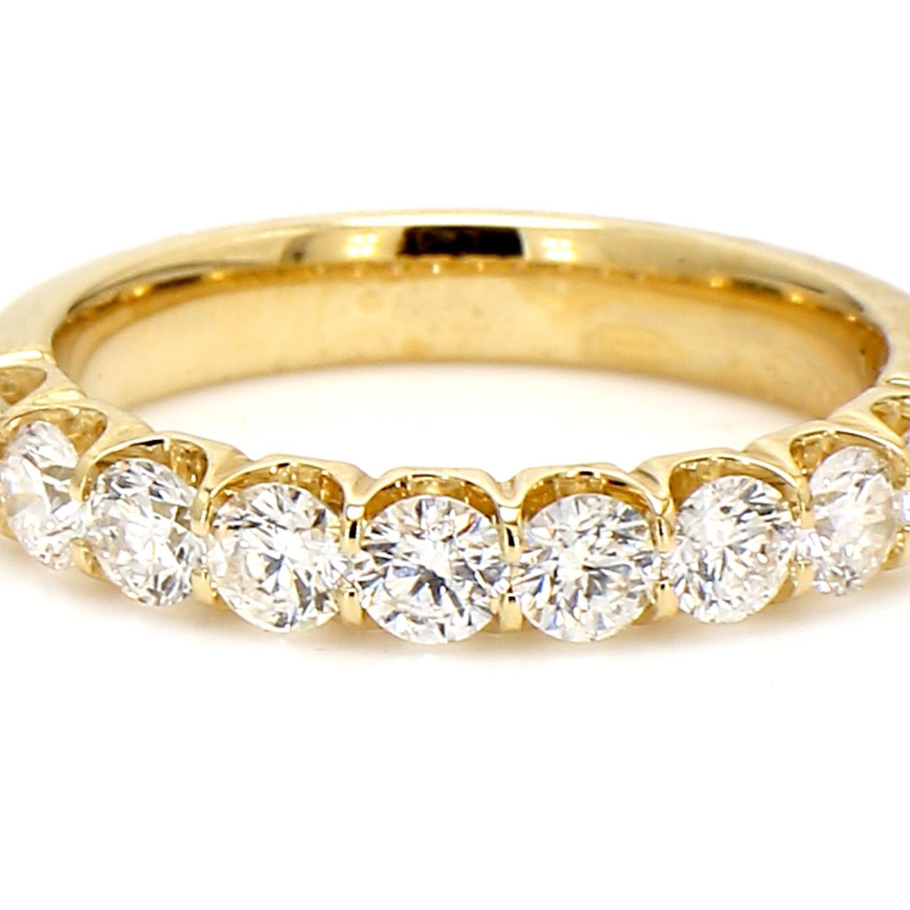 9-stone band in 18K YG with U-prong set round diamonds.  D0.95ct.t.w.