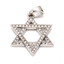 Star of David pendant in 18K WG with pave set (54) round diamonds.  D1.61ct.t.w.