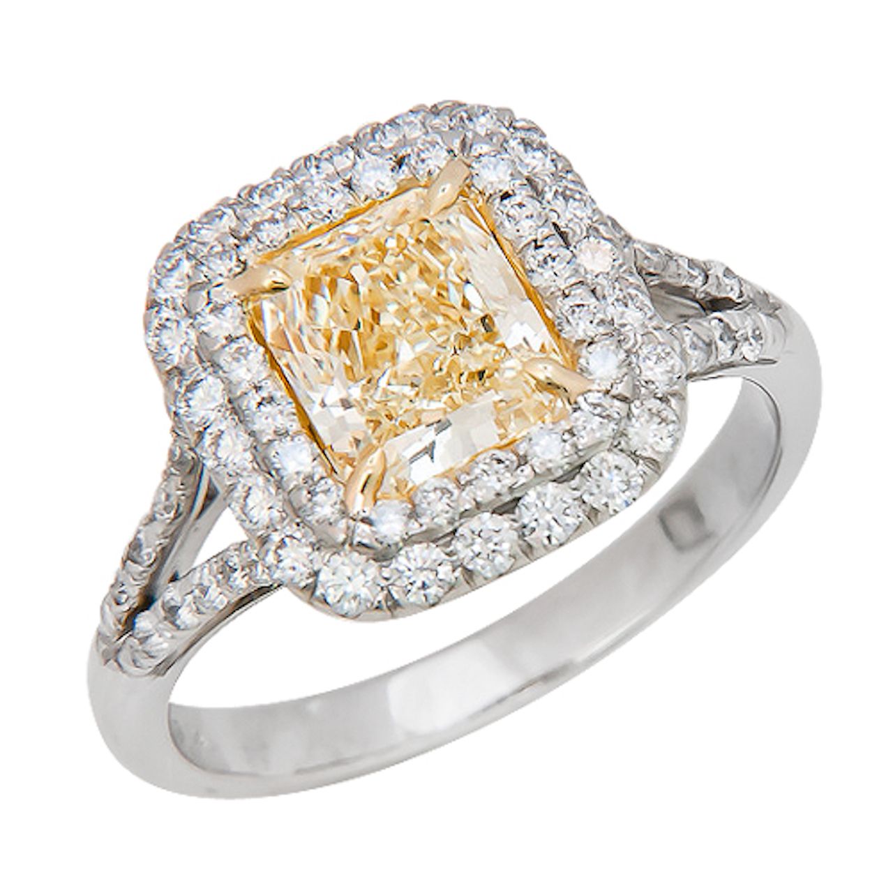 Fancy Yellow Radiant Diamond Engagment Ring