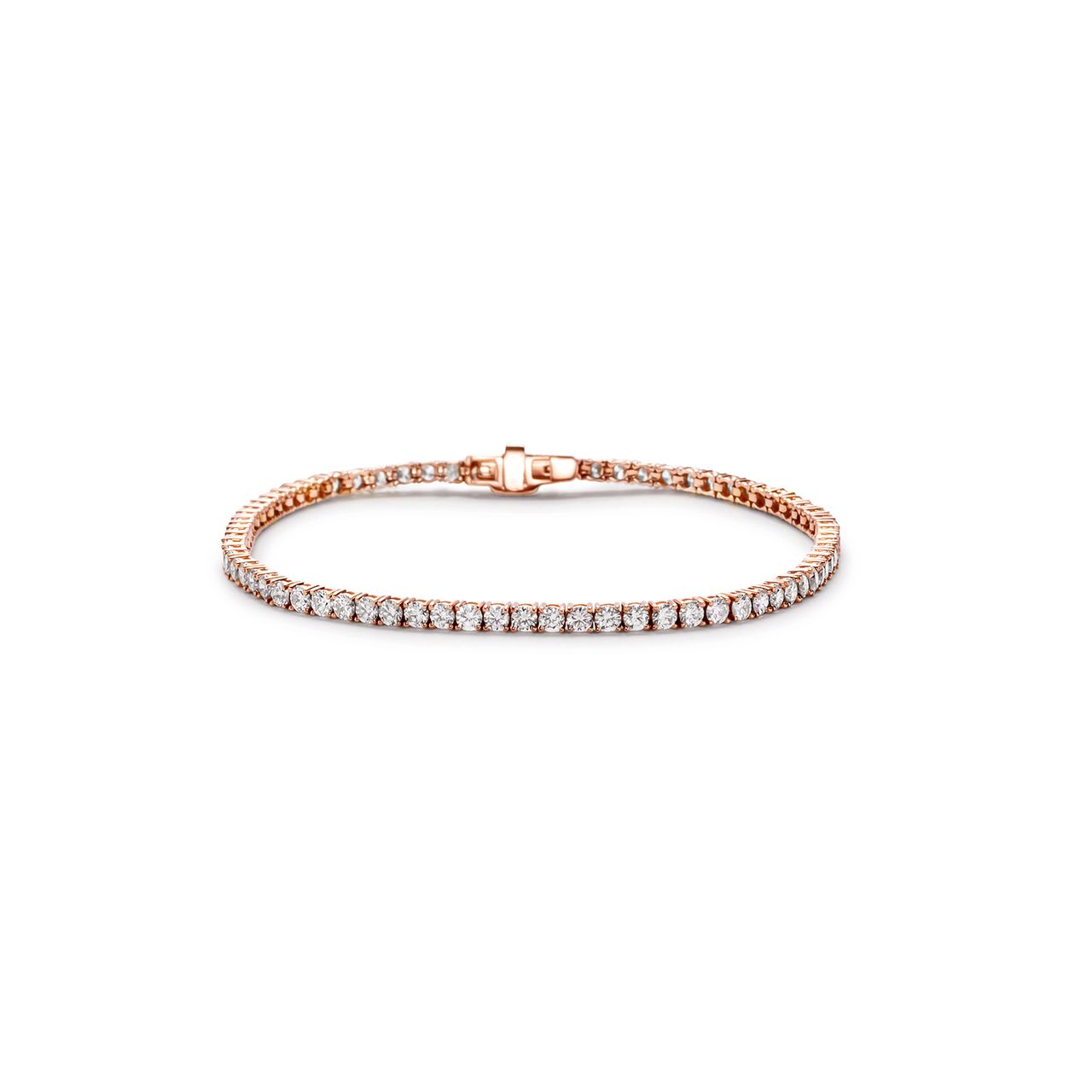7' Tennis bracelet in 14K RG with 4-prong set (75) round diamonds.  D3.44ct.t.w.