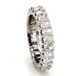 Eternity band in platinum with U-prong set (25) radiant cut diamonds.  D3.74ct.t.w.