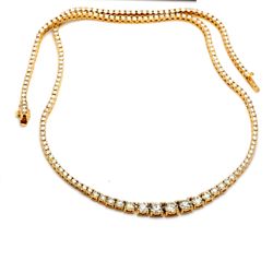 18' Graduated tennis necklace in 14K YG with 4-prong basket set (173) round diamonds.  D8.33ct.t.w.  (Center 0.35ct.)