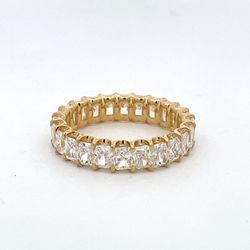 Eternity band in 18K YG with U-prong set (24) radiant cut diamonds.  D3.83ct.t.w.  Size 6.75