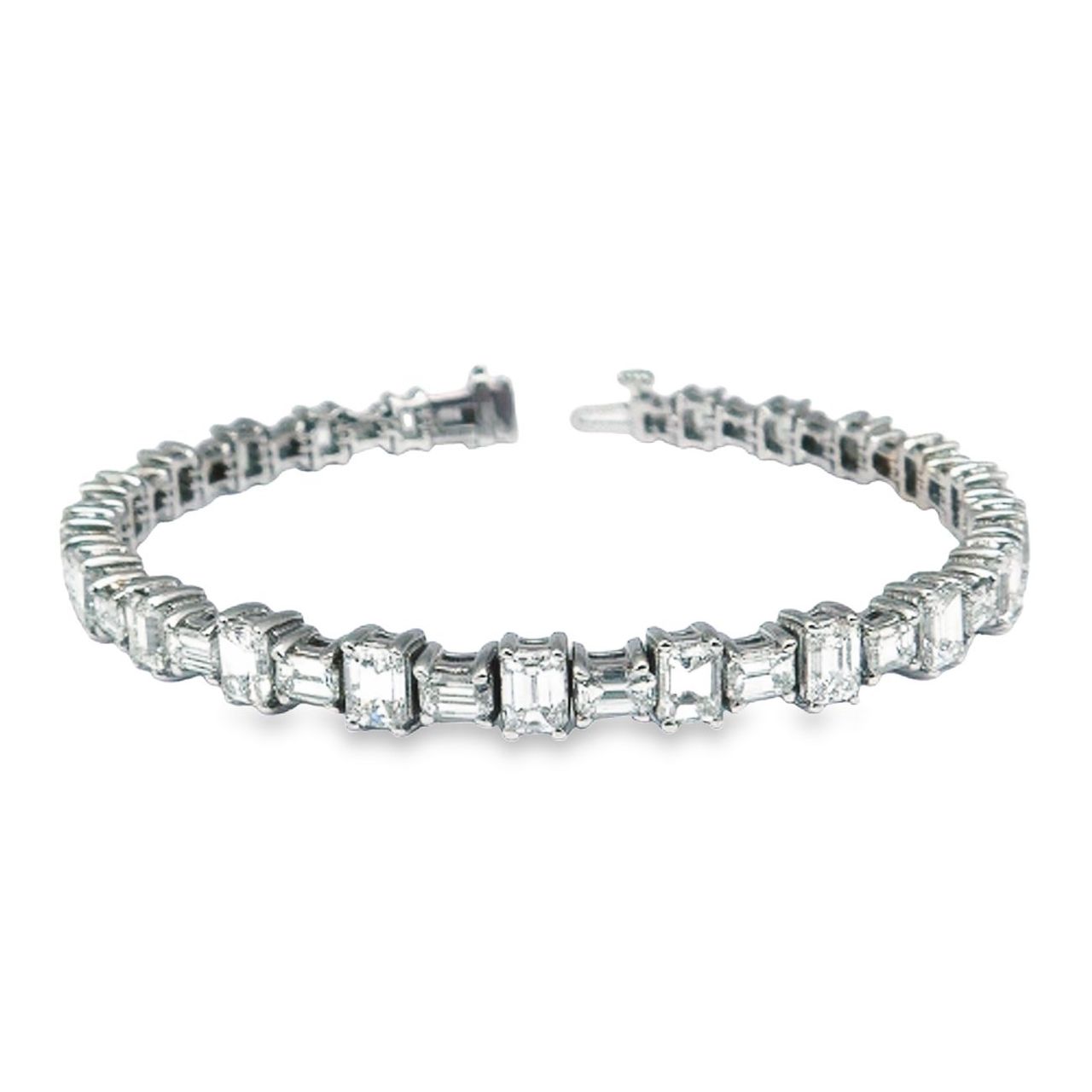 6.5' Bracelet in 18K WG with 4-prong diagonally set (40) emerald cut diamonds.  D11.74ct.t.w.
