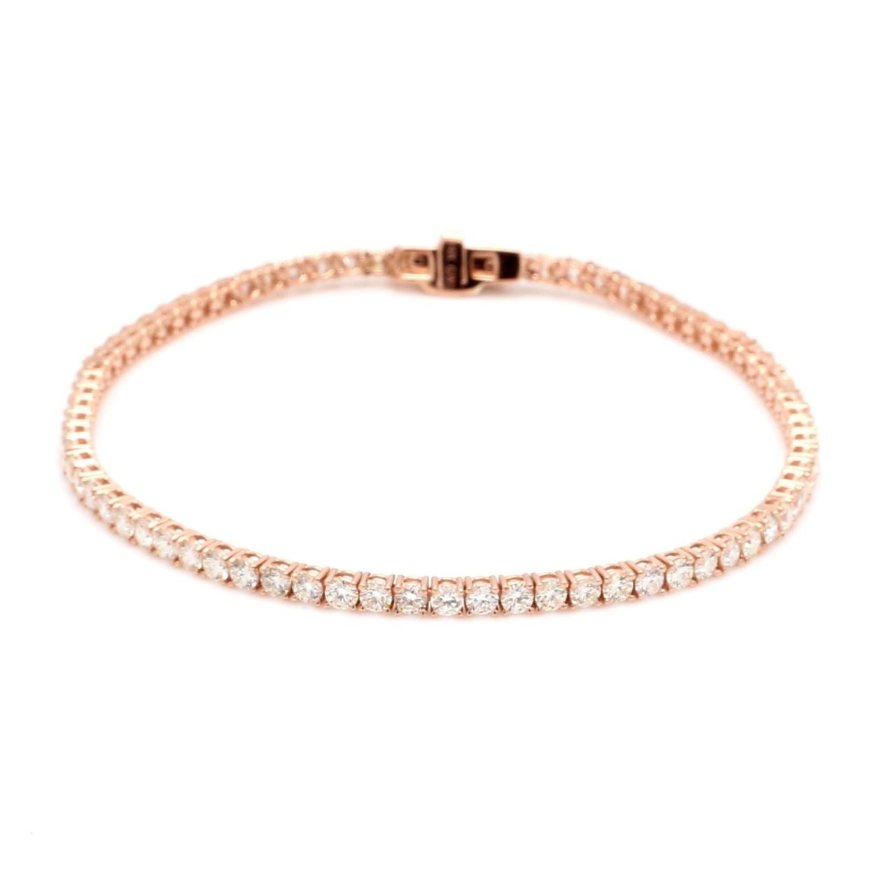 7' Tennis bracelet in rose gold with 4-prong set (45) round diamonds.  D9.36ct.t.w.