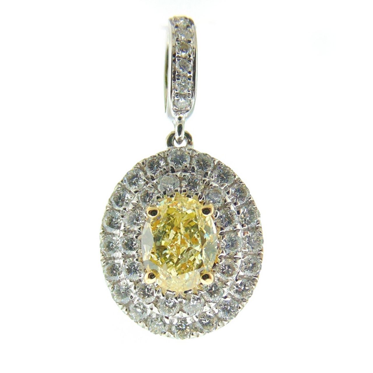 Double halo semi-mount pendant in 18K WG with pave set round diamonds.  D0.51ct.t.w.