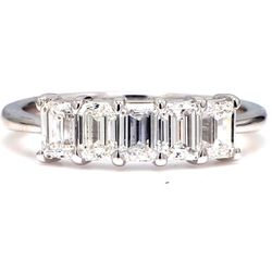 5-stone band in platinum with prong set emerald cut diamonds.  D1.23ct.t.w.  Size 6.5