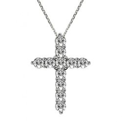1.25' Cross pendant with prong set (17) round diamonds.  D0.30ct.t.w.