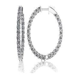 1.25' Inside out hoop earrings with shared U-prong set round diamonds.  D1.98ct.t.w.