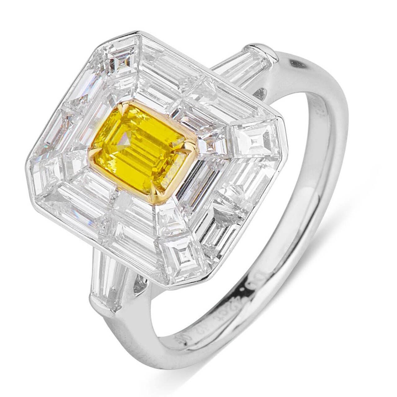 18KWG Emerald Shape Halo Ring