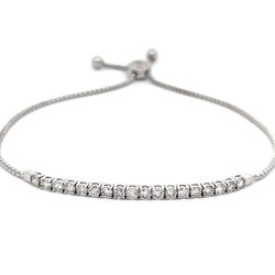 Bolo style bracelet with prong set (20) round diamonds.  D1.00ct.t.w.