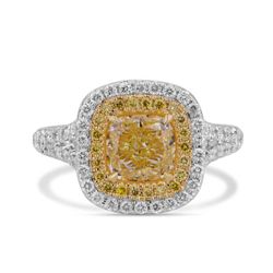 18KWG Cushion Shape Double Halo Ring