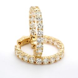 1' Inside out hoop earrings with prong set (34) round diamonds.  D8.16ct.t.w.