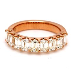 9-stone band in 18K RG with U-prong set emerald cut diamonds.  D1.98ct.t.w.  Size 5.5