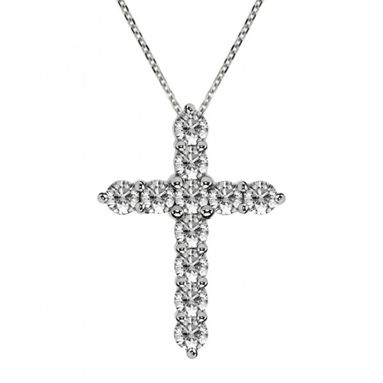 1.25' Cross pendant with prong set (11) round diamonds.  D3.20ct.t.w.