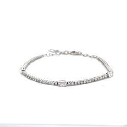 Adjustable bracelet with prong set round and oval diamonds.  D1.76ct.t.w.
