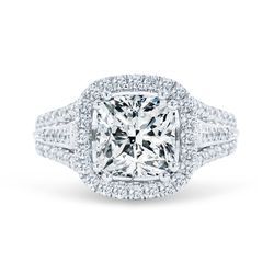 Halo multi shank semi-mount with milgrain and U-prong set round diamonds.  D0.68ct.t.w.